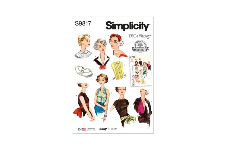Simplicity S9817 Misses' Neckwear, Headband, Dickey and Sash-Belt 