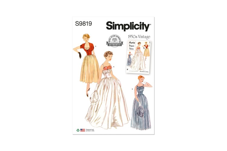 Simplicity S9819 Misses' Vintage 50s Dresses and Jacket