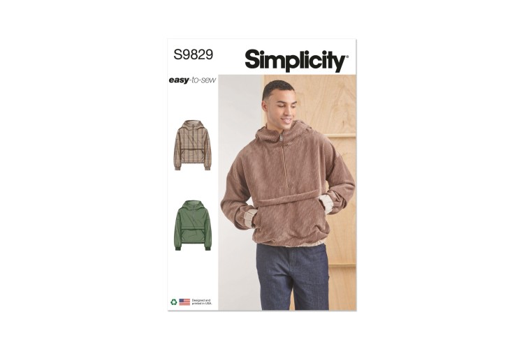 Simplicity S9829 Men's Half Zip Hoodie