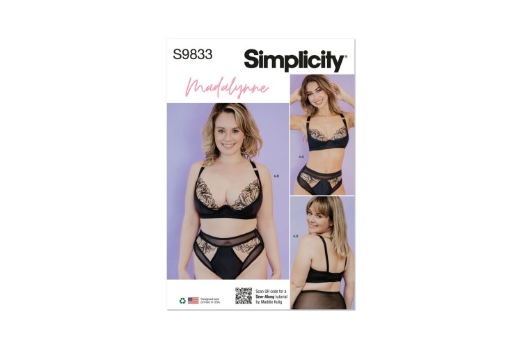 Simplicity S9833 Misses' and Women's Bra, Panty and Thong by Madalynne Intimates