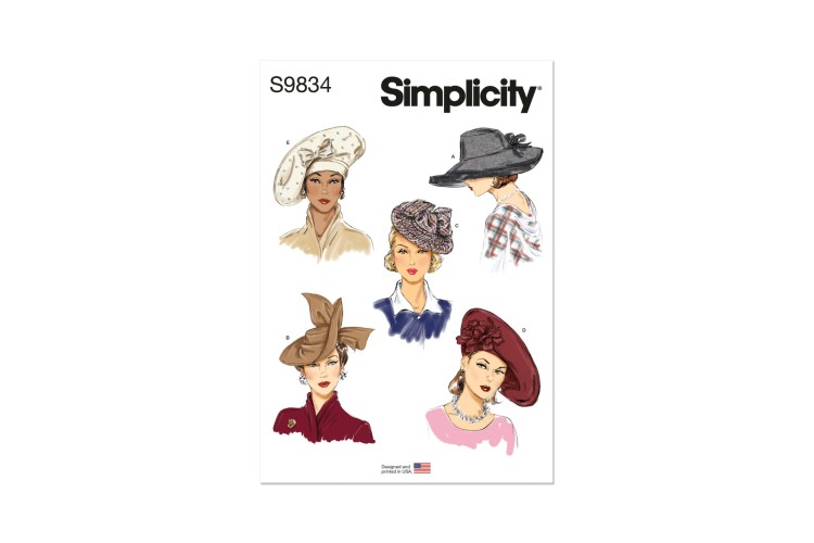 Simplicity S9834 Misses' Hats in Five Styles
