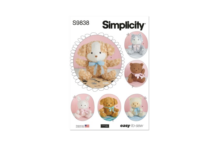Simplicity S9838 Plush Animals and Blanket by Elaine Heigl Designs