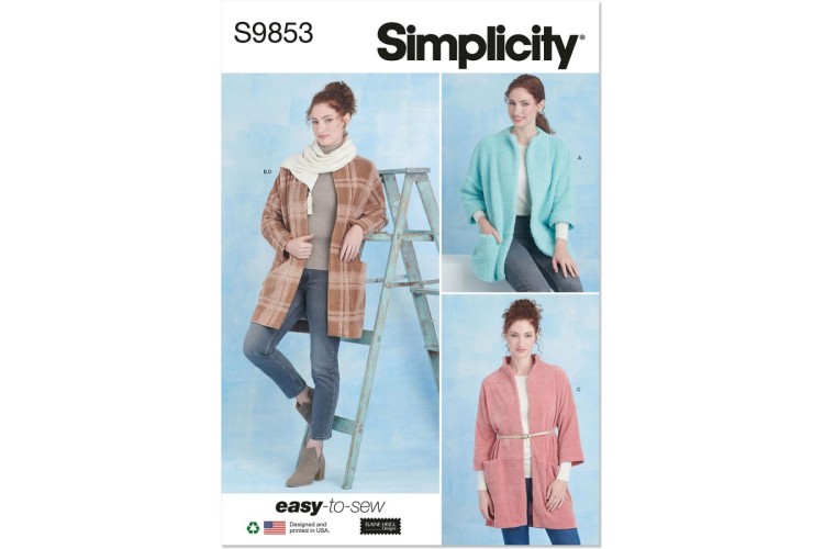 Simplicity S9853 Misses' Coats and Scarf by Elaine Heigl Designs