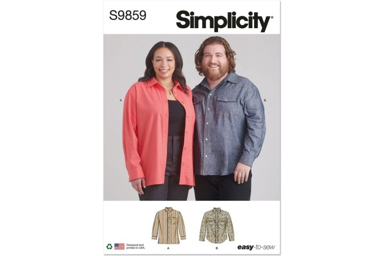 Simplicity S9859 Plus Size Unisex Shirts 