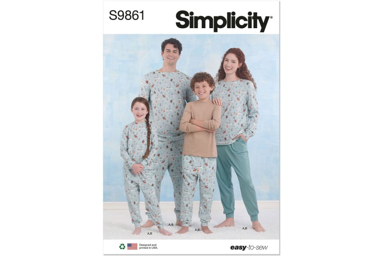 Simplicity S9861 Children's, Teens' and Adults' Knit Loungewear