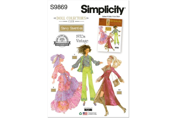 Simplicity S9869 Doll Clothes for 11 1/2