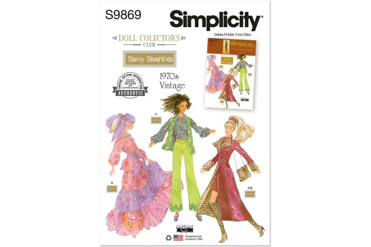 Simplicity S9869 Doll Clothes for 11 1/2