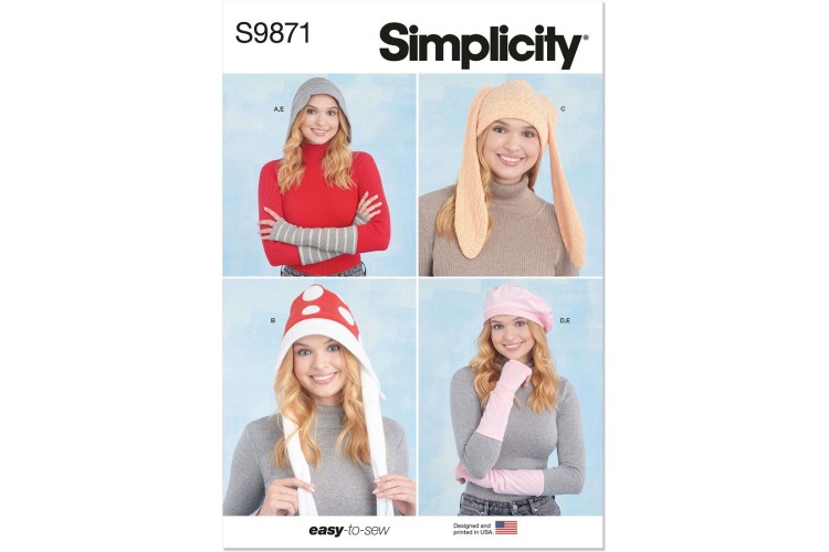 Simplicity S9871 Knit Hats and Arm Warmers