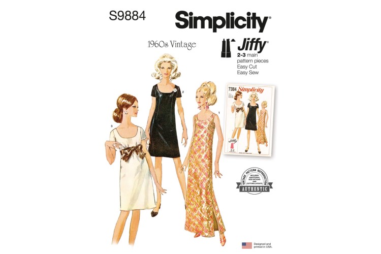 Simplicity S9884 Misses’ Dress in Two Lengths Vintage 1960s