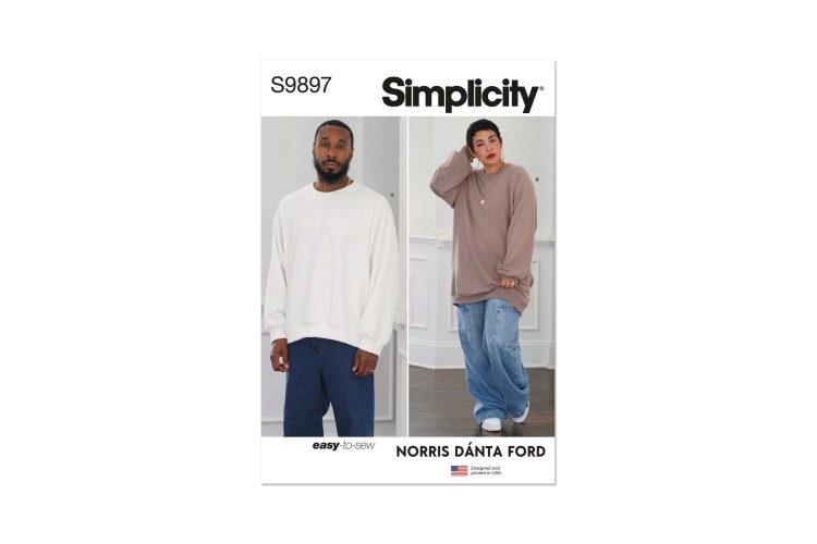 Simplicity S9897 Unisex Sweatshirt in Two Lengths By Norris Danta Ford