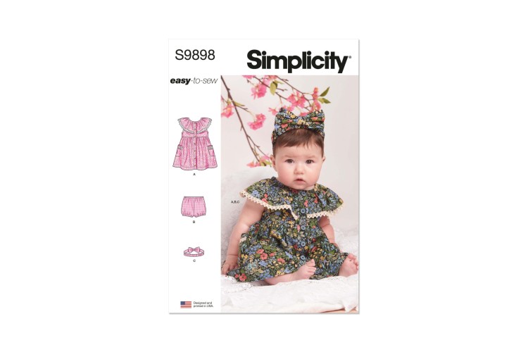Simplicity S9898 Babies’ Dress, Panty and Headband