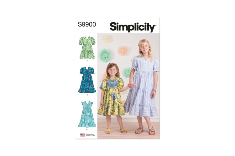 Simplicity S9900 Children’s and Girls’ Dress with Sleeve and Length Variations