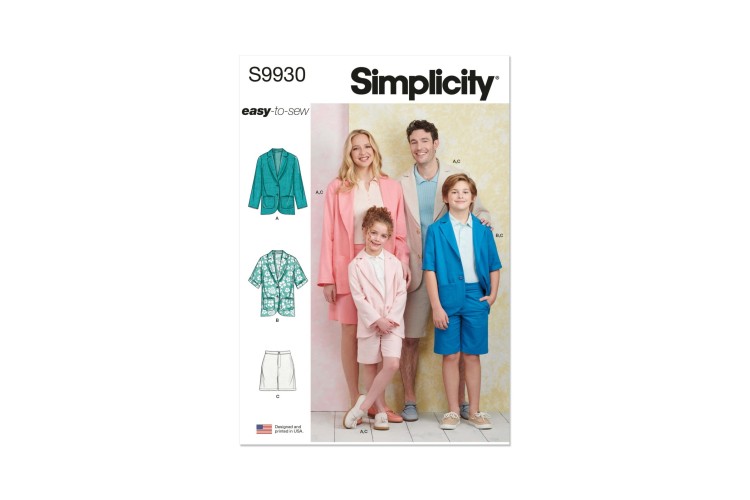 Simplicity S9930 Children’s, Teens’ and Adults’ Blazers and Shorts