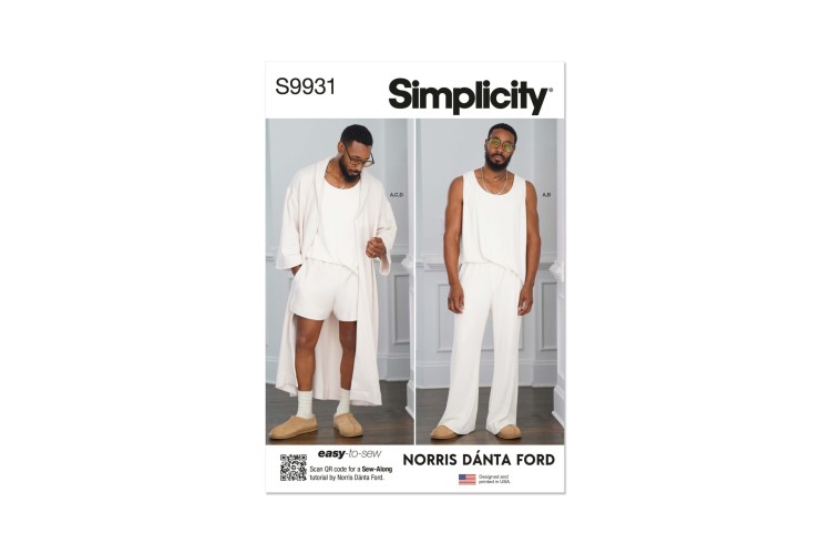 Simplicity S9931 Men’s Robe, Knit Tank Top, Trousers and Shorts by Norris Danta Ford