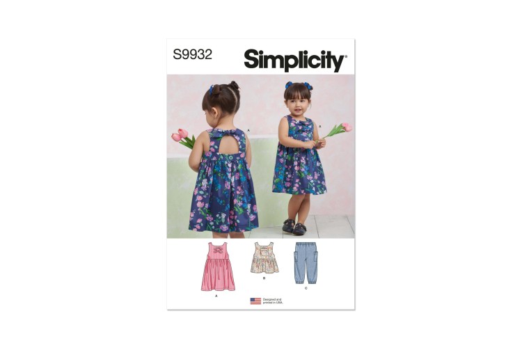 Simplicity S9932 Toddlers’ Dress, Top and Trousers