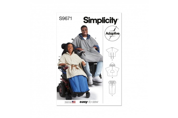 SimplicityS9671 Poncho with Detachable Hood and Wheelchair Blanket