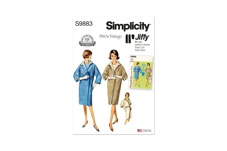 SimSimplicity Sewing Pattern S9883 Misses’ Reversible Coat Vintage 1960s