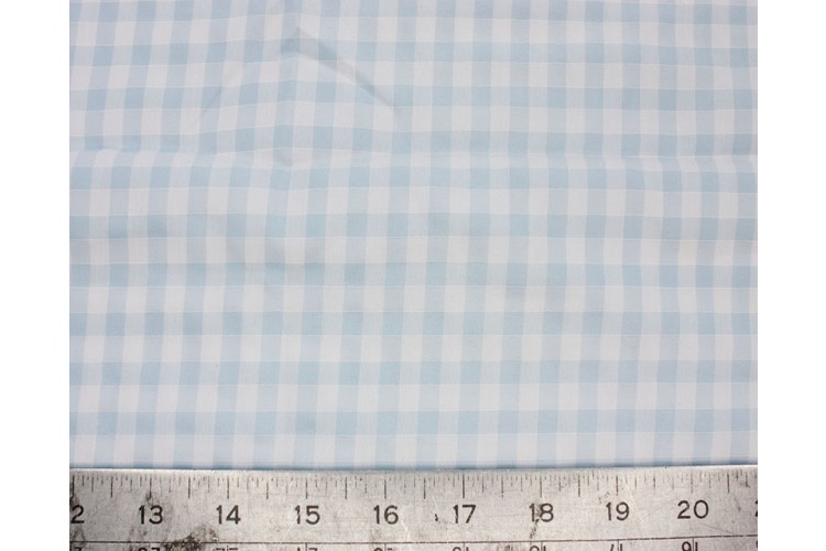 Sky Blue Gingham 1/4 inch Medium Polycotton 20% Cotton, 80% Polyester 112cm Wide 