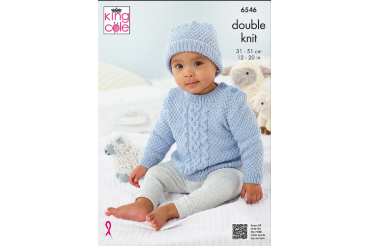 Slipover, Cardigan, Sweater & Hat Knitted in King Cole Little Lamb DK - 6546