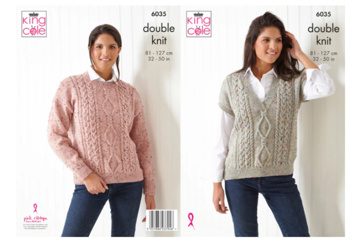 Slipover and Sweater Knitted in Merino Blend DK - 6035