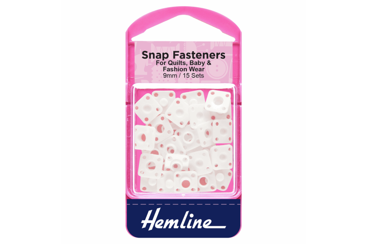Snap Fasteners, Sew-on, Derlin (Plastic) 9mm, Pack of 15