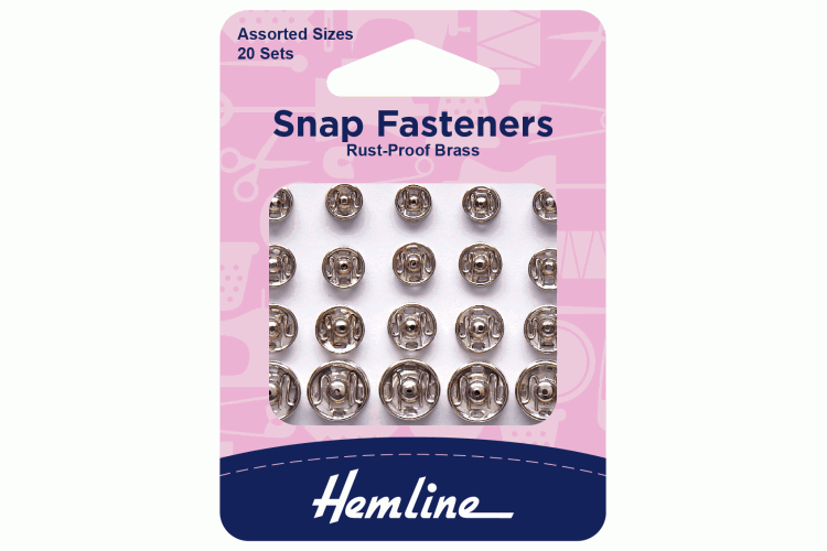 Snap Fasteners, Sew-on, Nickel, Assorted Sizes, Pack of 20
