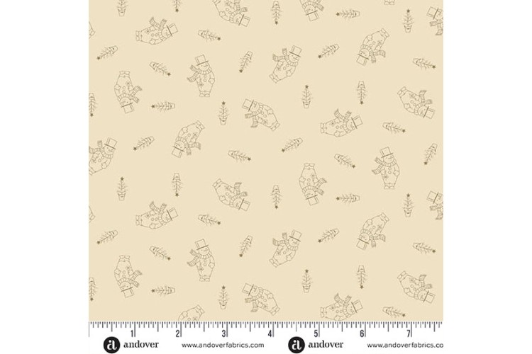 Snow Flurry by Laundry Basket Quilts Snowman Cream 100% Cotton 112cm