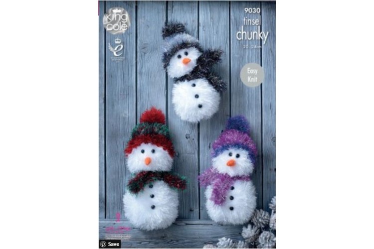Snowmen Knitted with Tinsel Chunky & Big Value DK - 9030