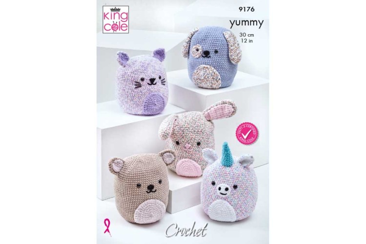 Squishy Pets Amigurumi Toys Crocheted in King Cole Yummy and Big Value Chunky - 9176