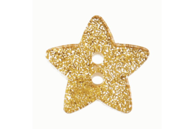 Star Glitter Button 18mm Gold