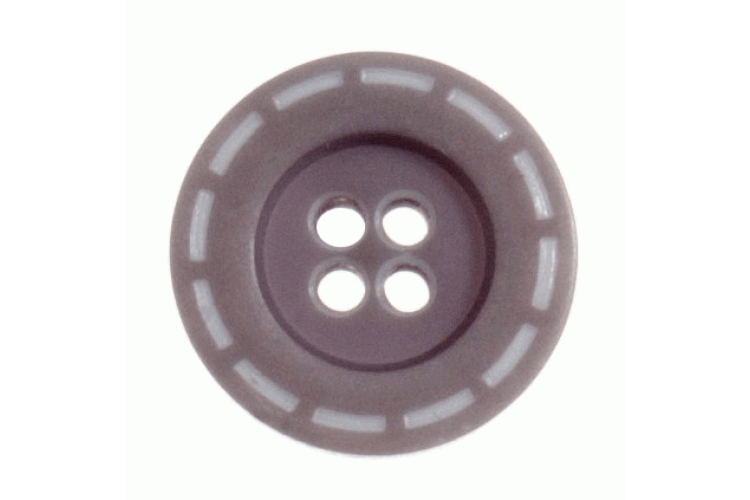 Stitch Edge Grey Resin, 18mm 4 Hole Button