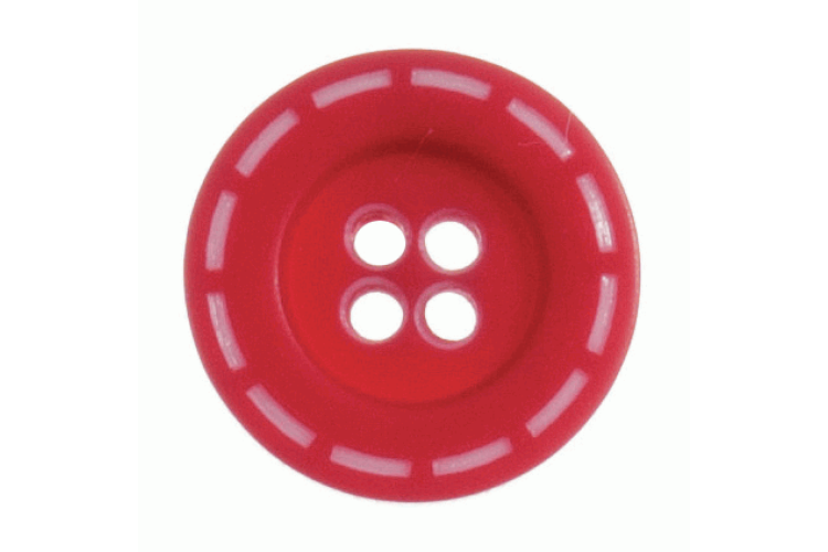 Stitch Edge Red Resin, 18mm 4 Hole Button