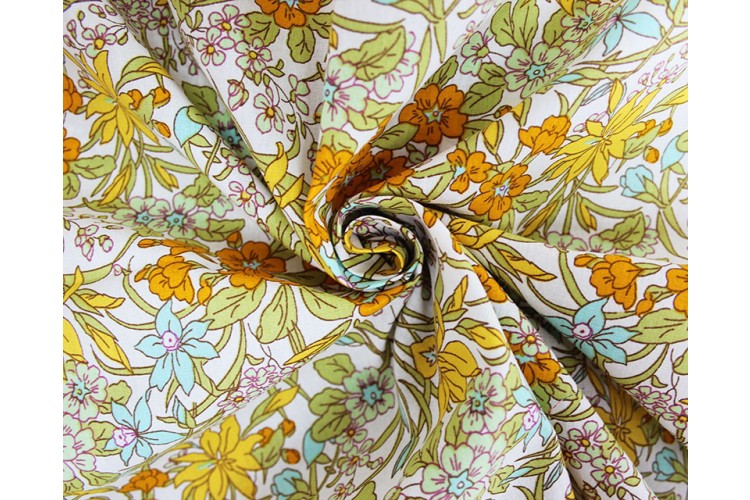 Summer Field Floral Cotton Poplin 100% Cotton 147cm Wide