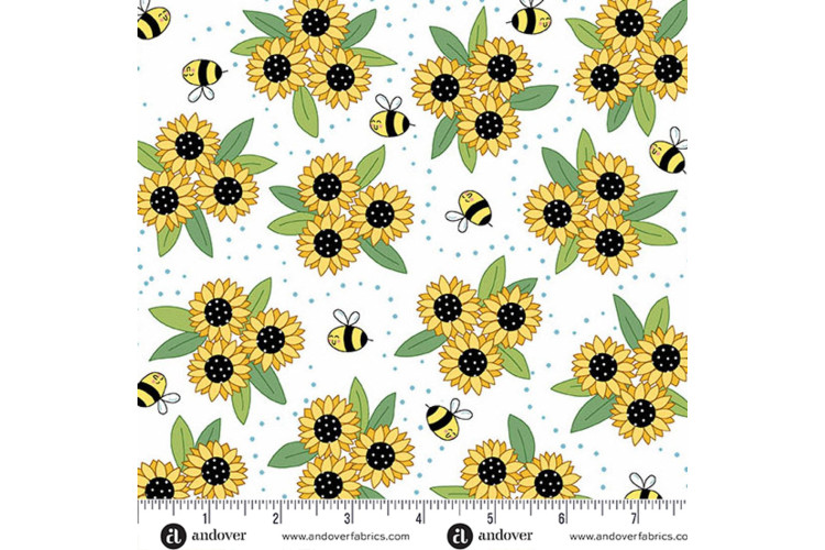 Sunny Honey by Amy Latta Sunny - Bouquet White112cm Wide 100% Cotton