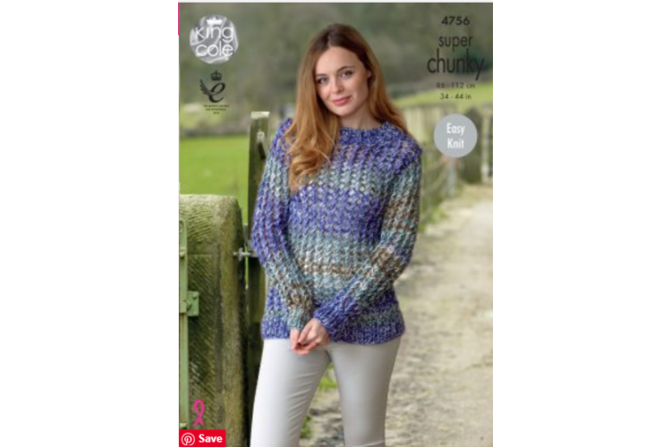 Sweater & Short Sleeved Top Knitted with Big Value Super Chunky Tints - 4756