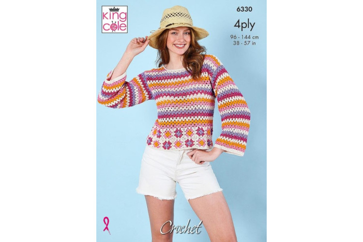 Sweater - Top Crocheted in 4 Ply - 6330
