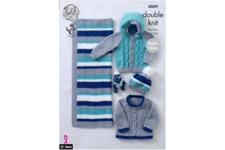 Sweater, Jacket, Hat & Blanket knitted with Big Value Baby DK - 4889