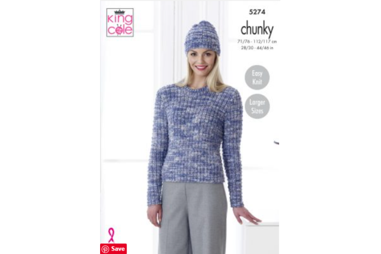 Sweater, Slipover & Hat Knitted in Big Value Tonal Chunky - 5274