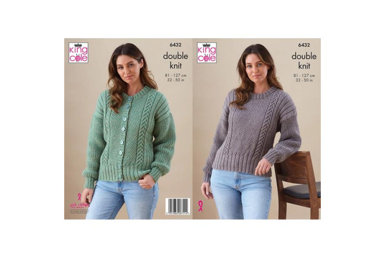 Sweater and Cardigan: Knitted in King Cole Merino Blend DK - 6432