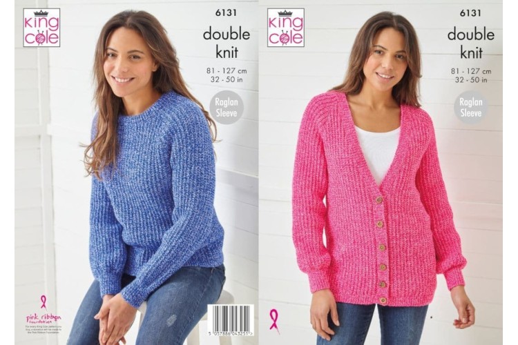 Sweater and Jacket Knitted in King Cole Pricewise Twirly DK - 6131