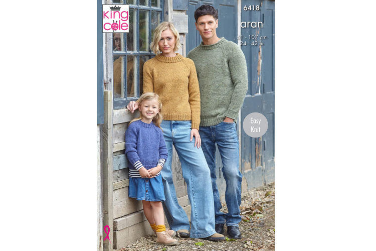 Sweaters: Knitted in King Cole Homespun Aran - 6418
