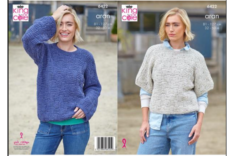 Sweaters: Knitted in King Cole Homespun Aran - 6422