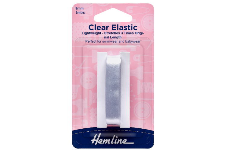 Swimwear Clear Elastic 3m packs of 9mm