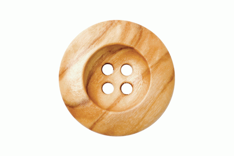 Tan Wood, 23mm 4 Hole Button