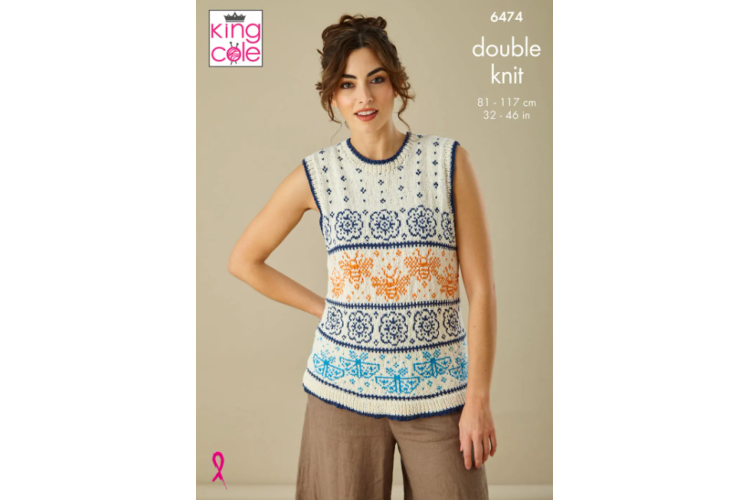 Tank Top and Waistcoat knitted in Finesse Cotton Silk DK - 6474