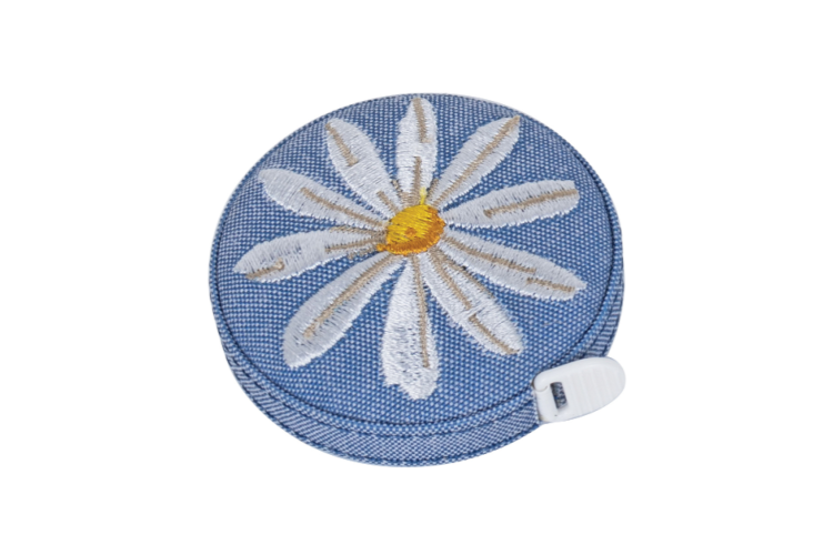 Tape Measure - Embroidered Denim Daisies