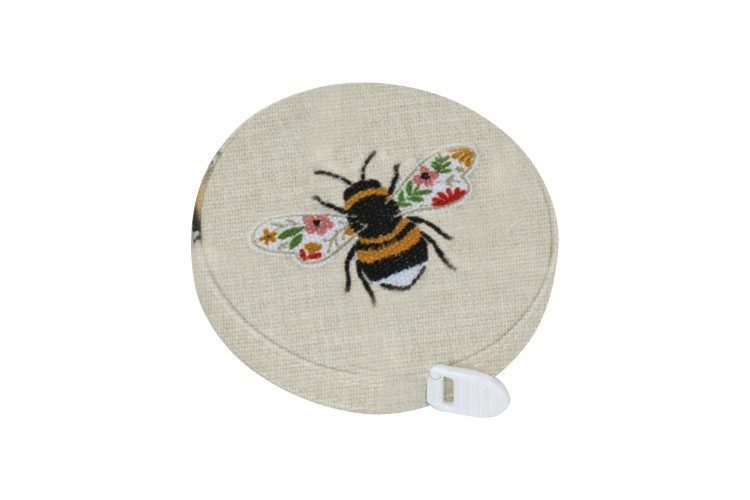 Tape Measure Linen Embroidered Bees