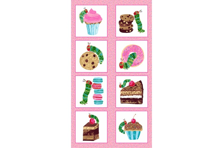 The Very Hungry Caterpillar - Bake Shop Pink - Panel 60cm x 112cm 100% Cotton