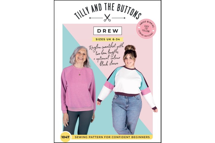 Tilly and the Buttons Drew Sweatshirt Size 6 to 34