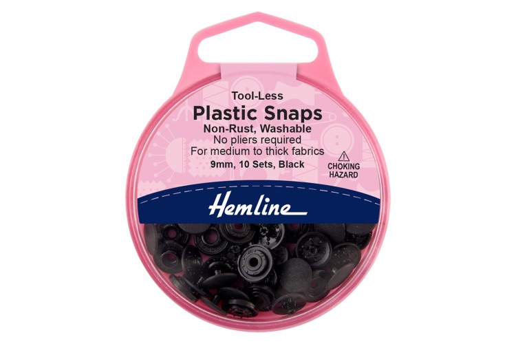 Tool-less Plastic Snaps: 9mm: Black